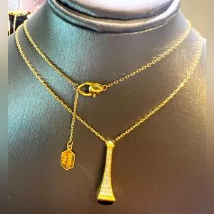 ‼️Sale‼️Real 18K Solid Gold Tower Pendant Necklace